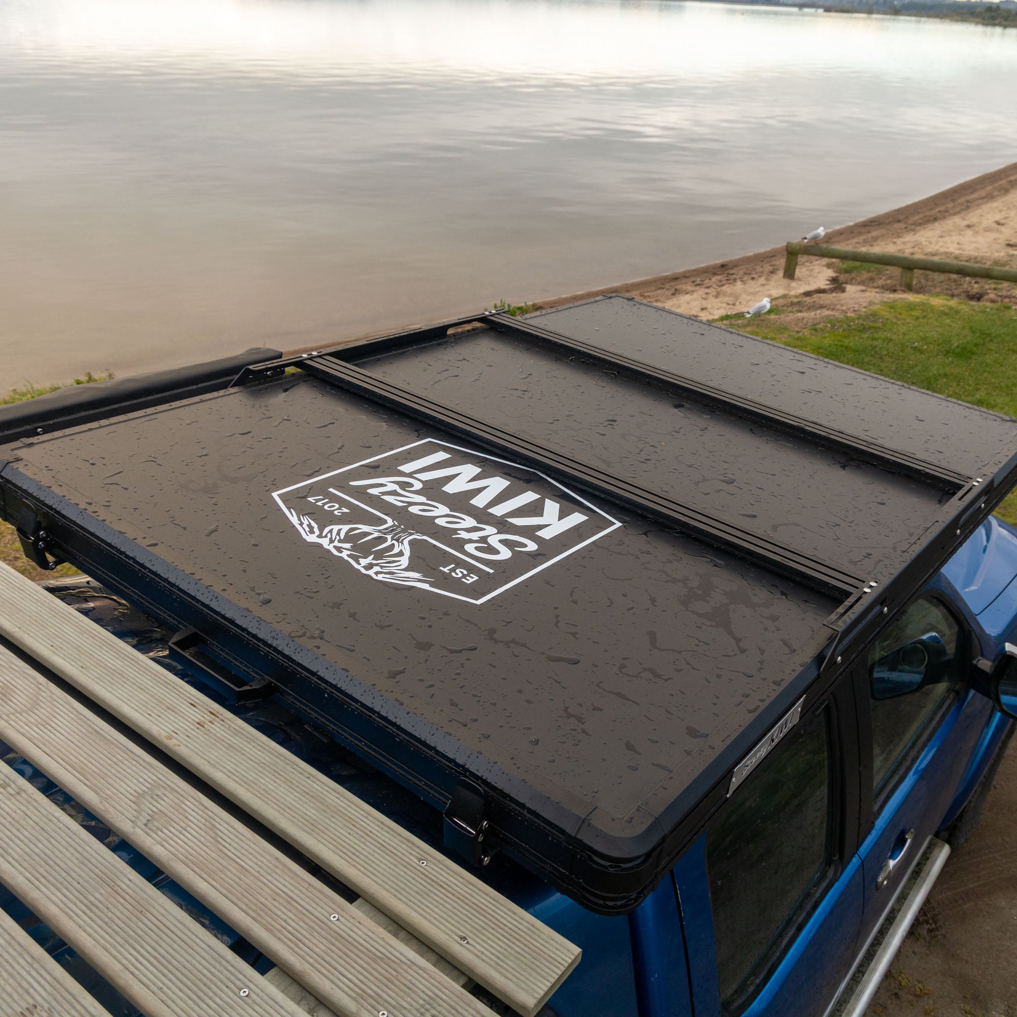 Hardshell rooftop tent on off-road 4WD in Rotorua New Zealand