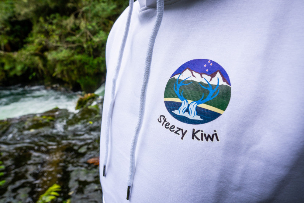 White Steezy Kiwi hoodie